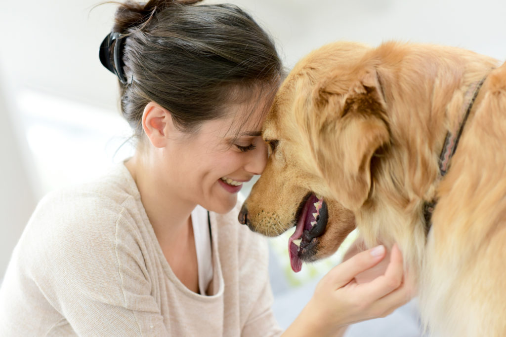 En kvinde & hund der bonder